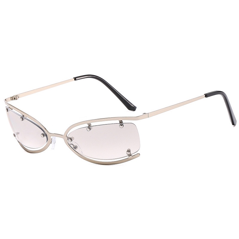 Kính Mát Mắt Mèo Nửa Gọng Kim Loại Trong Suốt Phong Cách Punk Hip Hop Thời Trang Cho Nam Và Nữ Y2K