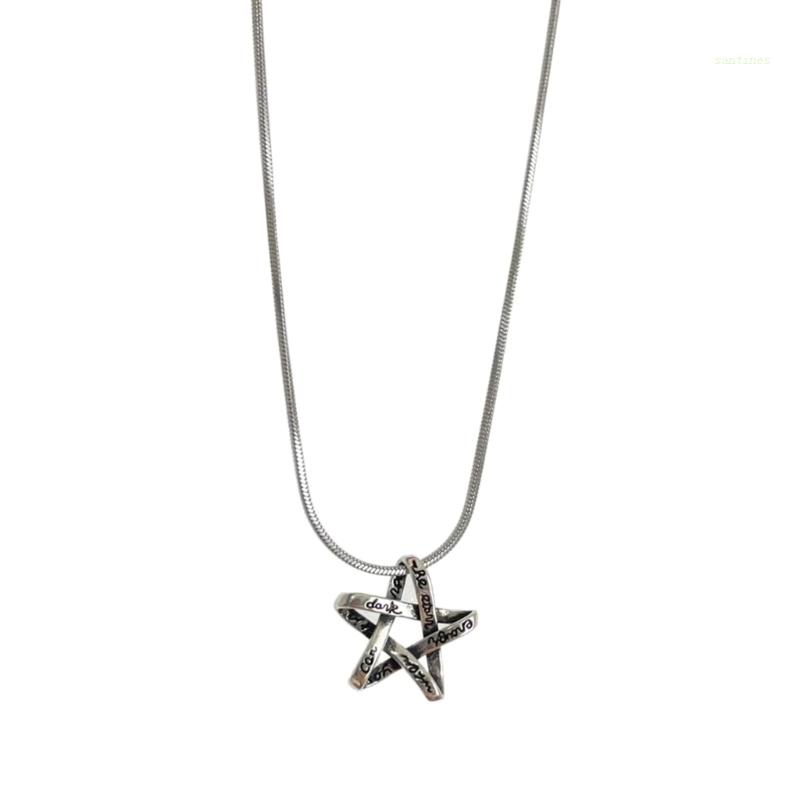 Vòng cổ Thép Titan Mặt Ngôi Sao Phong Cách Hip hop Đơn Giản Thời Trang Cho Nữ