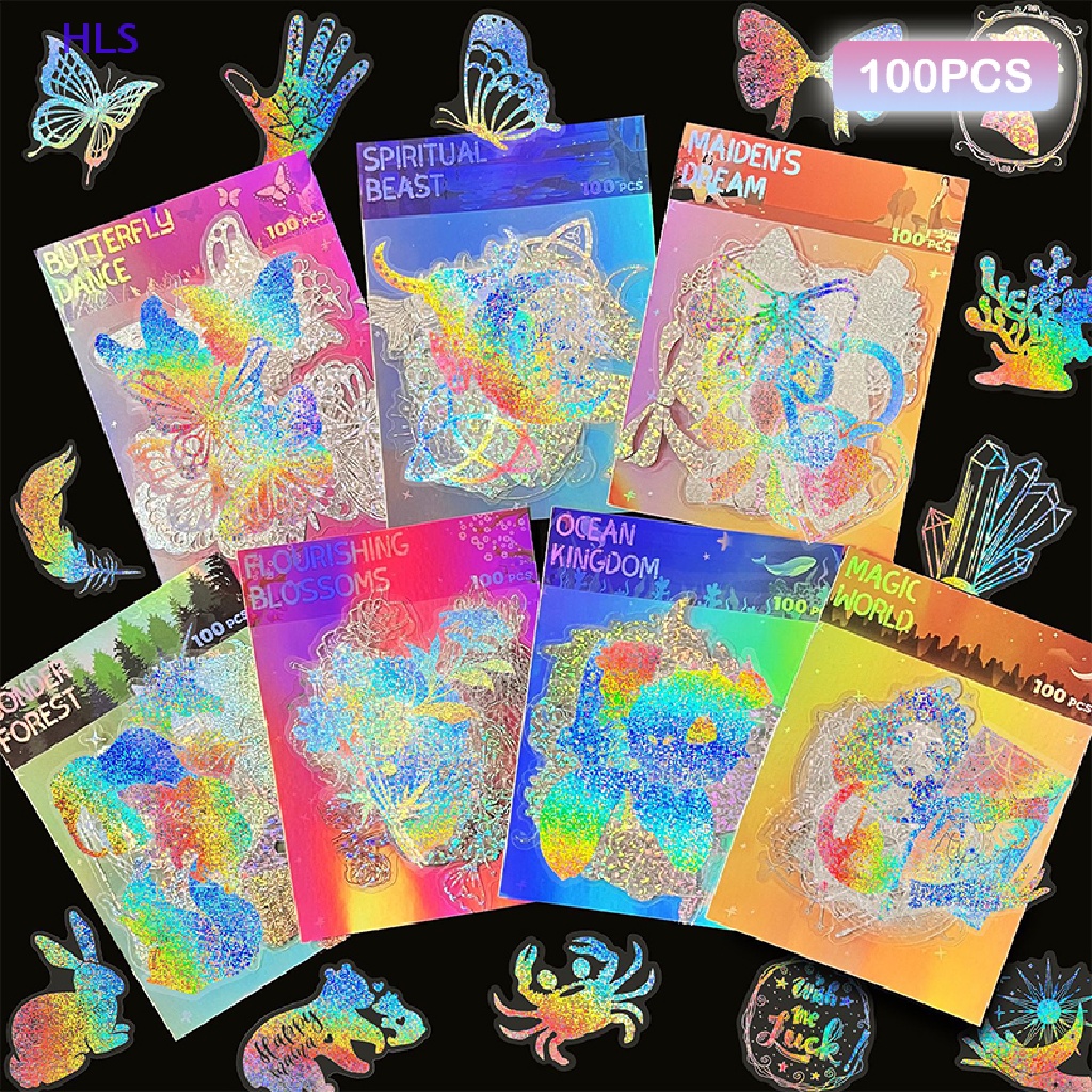 Bộ 100 Miếng Dán Trong Suốt Họa Tiết Hoạt Hình Dễ Thương Dùng Trang Trí Laptop / Xe Hơi