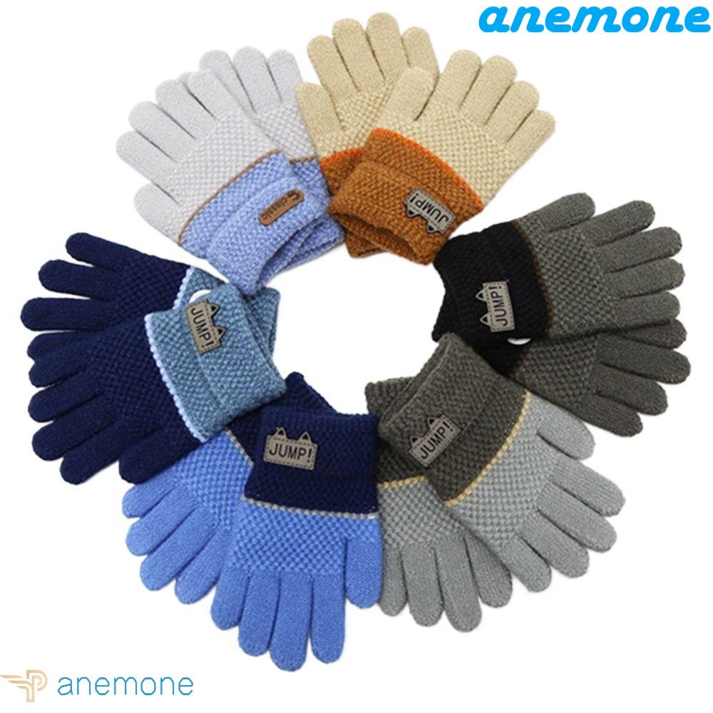 Găng Tay Đan Len Dày Dặn Thoải Mái Chống Gió Hình Mặt Cười Cho Trẻ Em