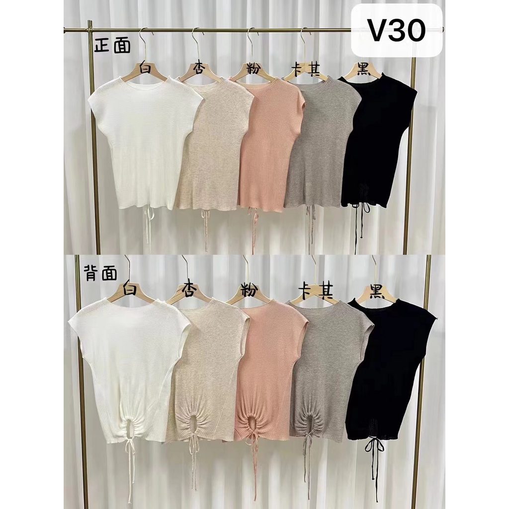 SUXI Áo Croptop Dệt Kim Tay Ngắn Cột Dây Thời Trang Mùa Hè Xinh Xắn Cho Nữ