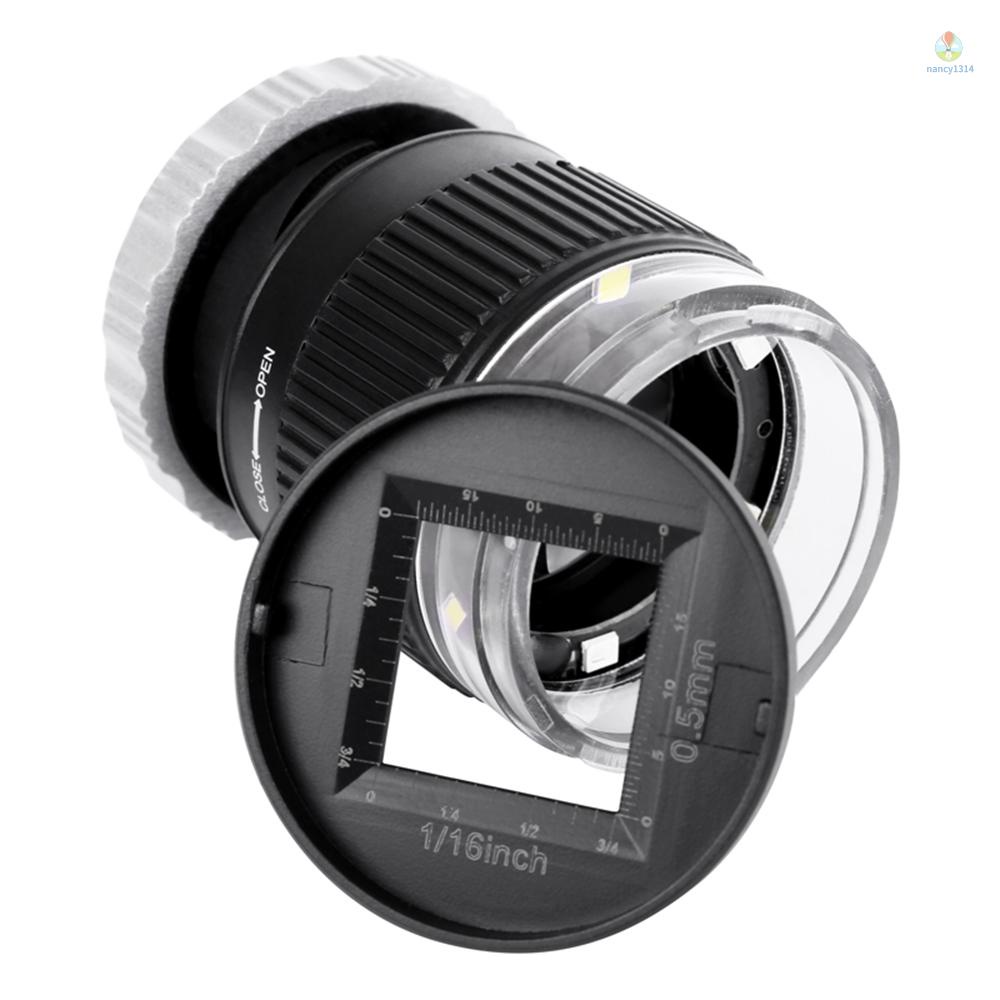 Kính Lúp 30X Bằng Kim Loại Hình Trụ Có Thể Điều Chỉnh Với 3 Đèn LED 3 Tia UV Màu Đen