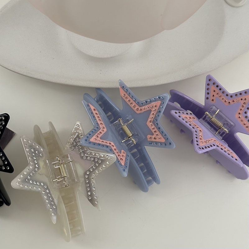 Kẹp Tóc Hình Ngôi Sao Năm Cánh Đính Đá Cỡ Lớn Phong Cách Âu Mỹ Cho Nữ
