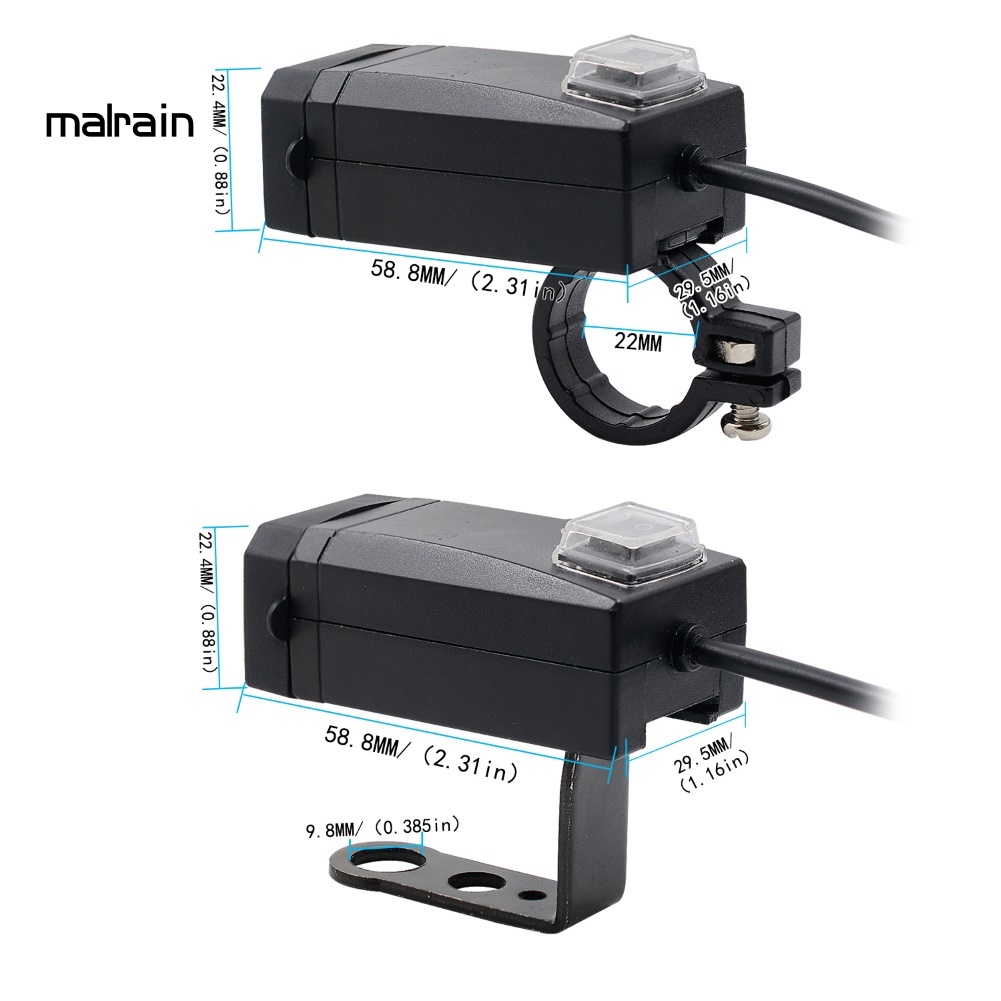 Cục Sạc Nhanh QC3.0 Hai Cổng USB 12-24V Có Công Tắc Cho Xe Máy