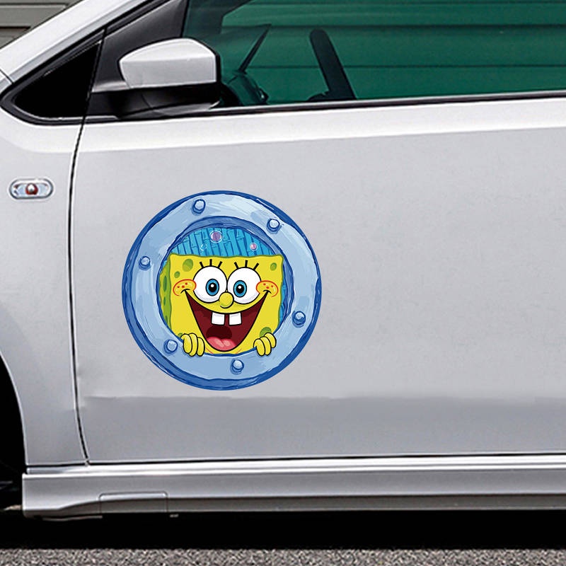 Sponge Baby Funny Car Stickers Car Head Window Fuel Tank Cover Scratch Hidden Sticker Car Cartoon Stickers Waterproof lWR4