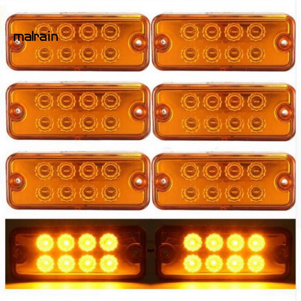 Bộ 8 Đèn LED Tín Hiệu Màu Cam Hổ Phách Gắn Hông Xe Hơi Xe Tải