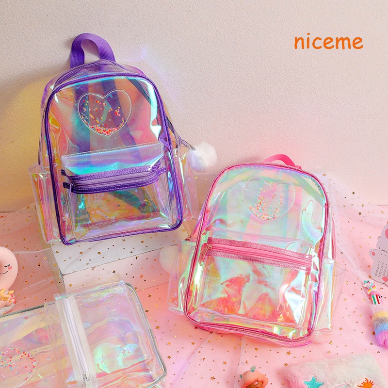 Niceme Balo Nhựa PVC Trong Suốt Thời Trang Cho Bé Gái
