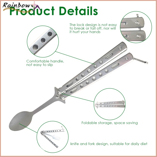 Bộ 2 Muỗng Nĩa Bằng Thép Không Gỉ Có Thể Gấp Gọn Tiện Dụng