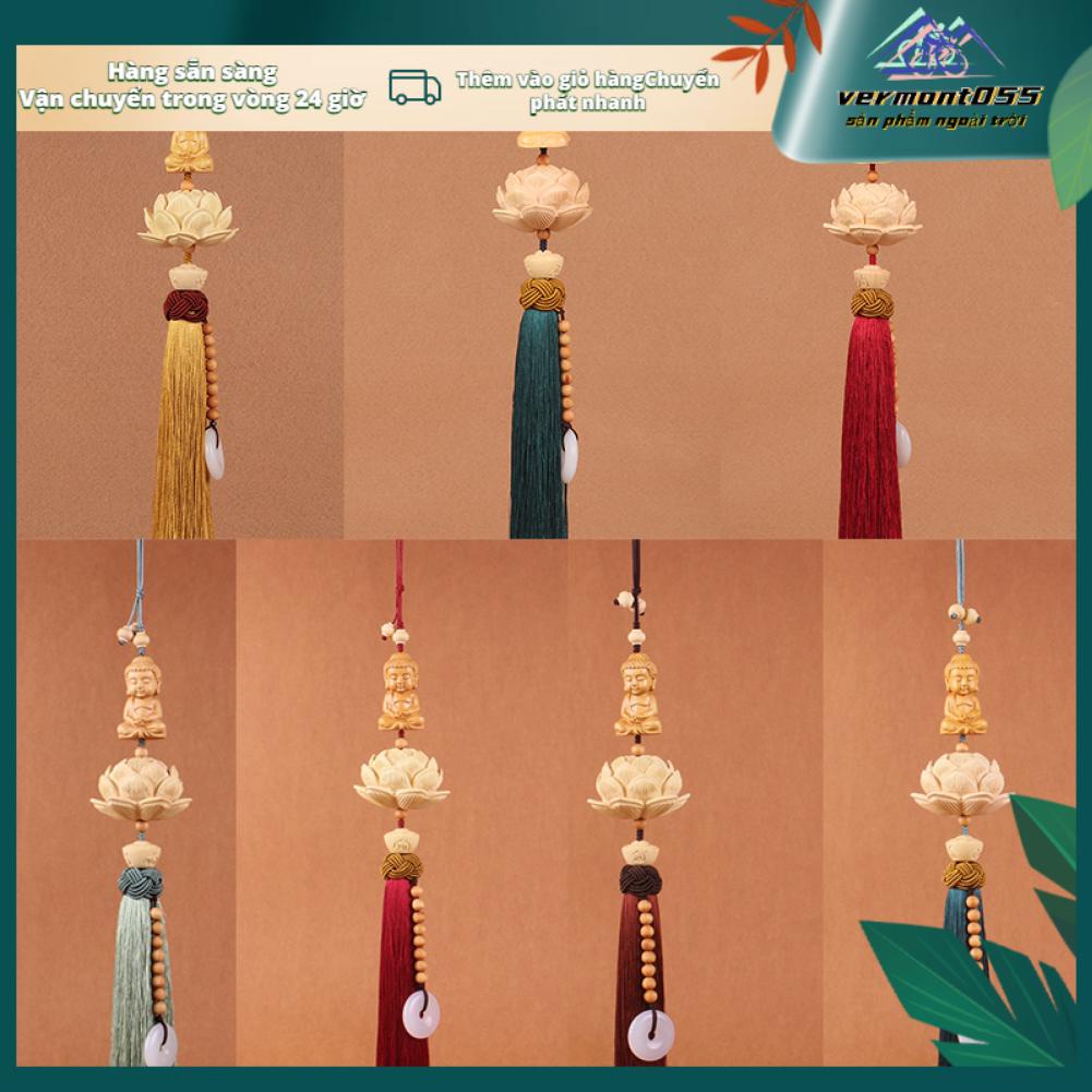 Vermont055 Xe Ô Tô Mặt Dây Chuyền Trang Trí Chạm Khắc Hoa Sen Gương Chiếu Hậu Treo Vật Kiểu Dáng Phụ Kiện May Mắn