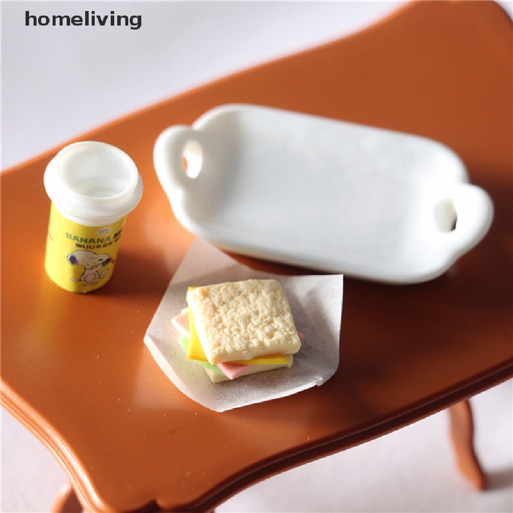 1 Set Mô Hình Đĩa Bánh Sandwich / Thức Ăn Sáng / Bữa Sáng Mini Trang Trí Nhà Búp Bê
