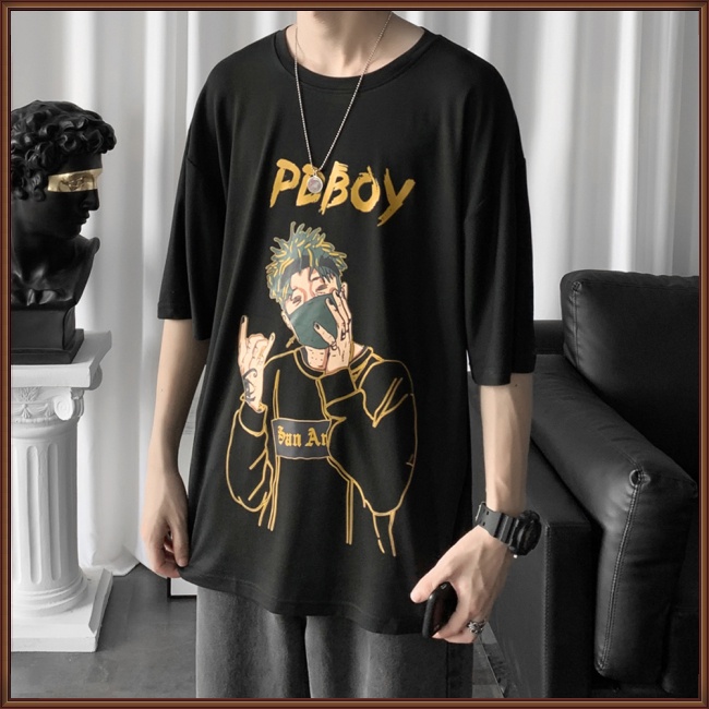 Áo Thun Polyester Tay Lửng Dáng Rộng Thời Trang Mùa Hè Cho Nam