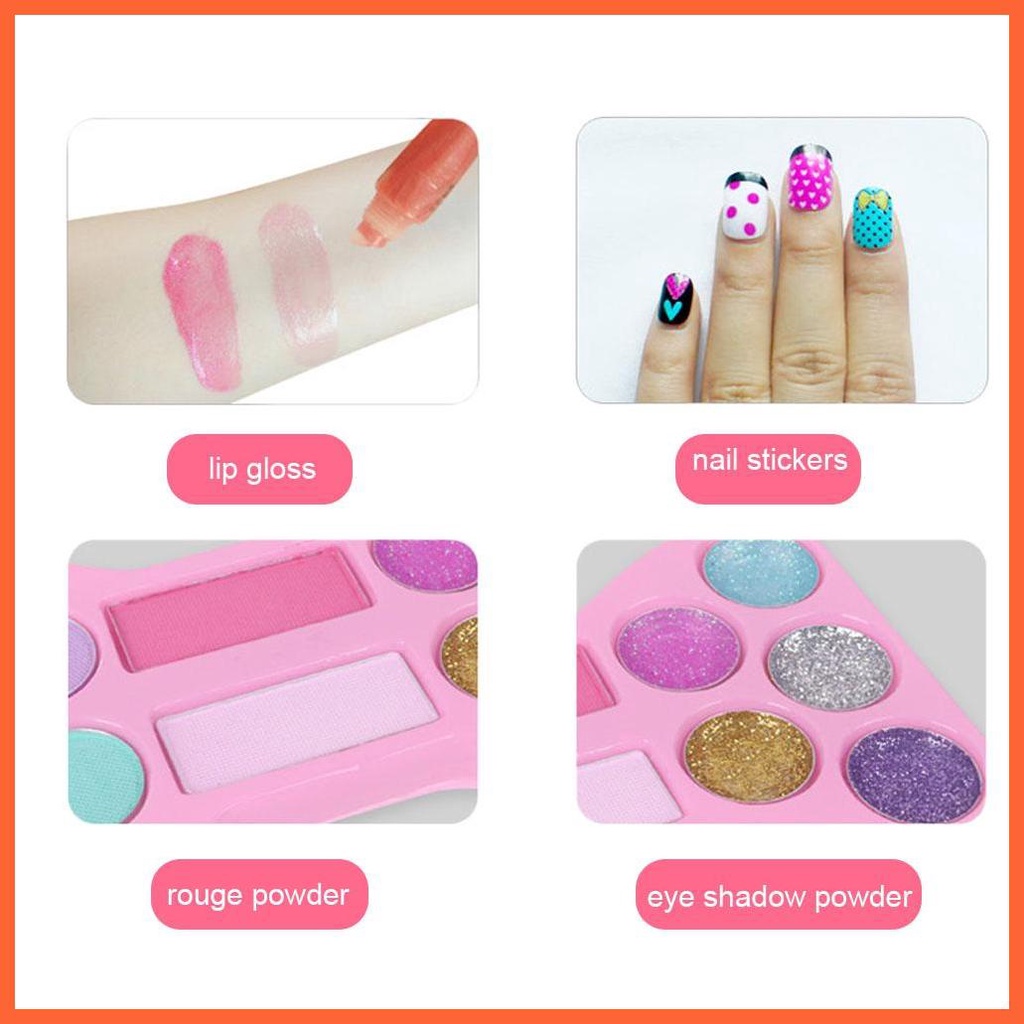 Bộ Dụng Cụ Trang Điểm Trẻ Em Trang Điểm Với Vỏ Son Vanity Có Thể Giặt Được Và Miếng Dán Móng Tay Dụng Cụ Làm