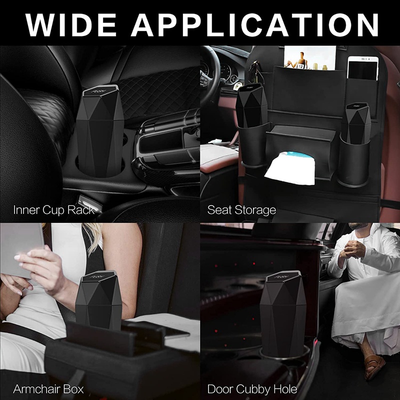 Thùng Rác Mini Màu Đen Có Nắp Đậy Tiện Dụng Cho Xe Hơi / Nhà Cửa / Văn Phòng