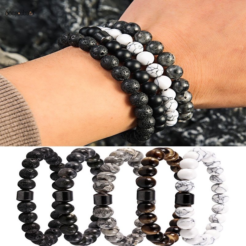 Vòng Tay Chuỗi Hạt Đá Tự Nhiên 8mm Phong Cách Đơn Giản Thời Trang Cho Nam Và Nữ