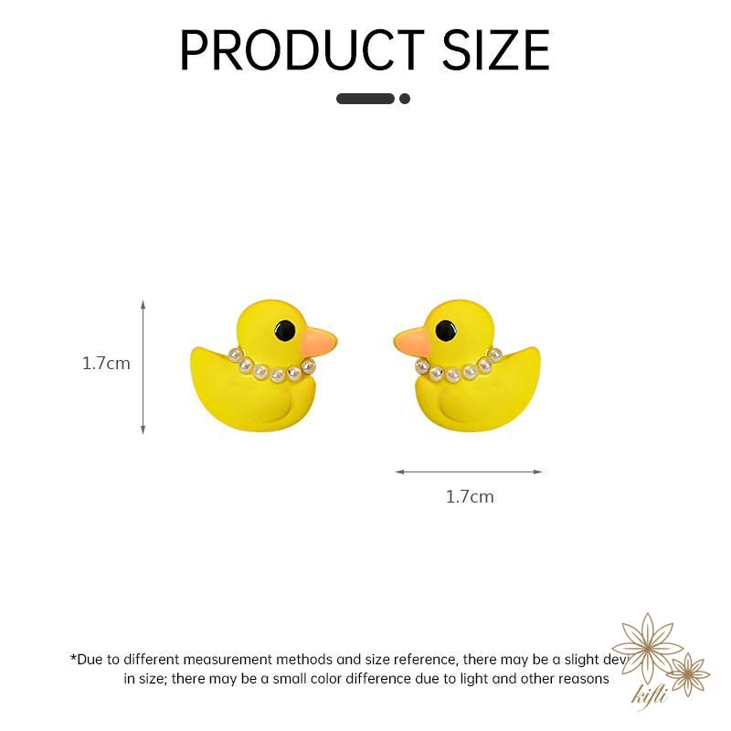 Bông Tai Mạ Bạc 925 Hình Vịt Con Đính Ngọc Trai Ngọt Ngào