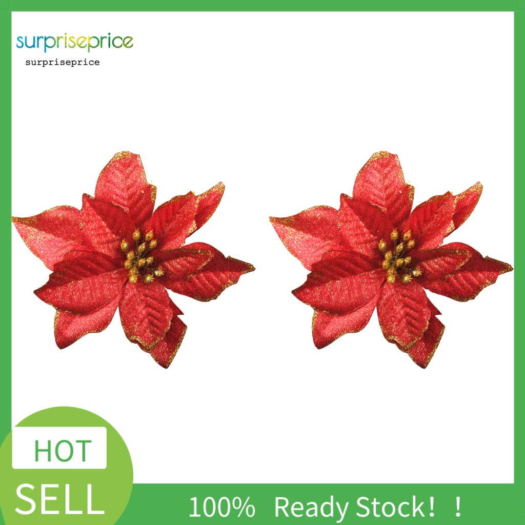 Bộ 2 Bông Hoa Nhựa Nhân Tạo Trang Trí Tiệc Cưới / Giáng Sinh