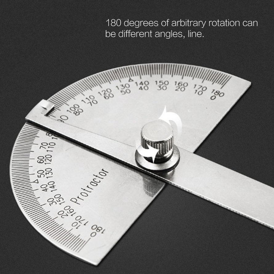 Stainless Steel 180 degree Protractor Angle Finder Arm Rotary Measuring Ruler