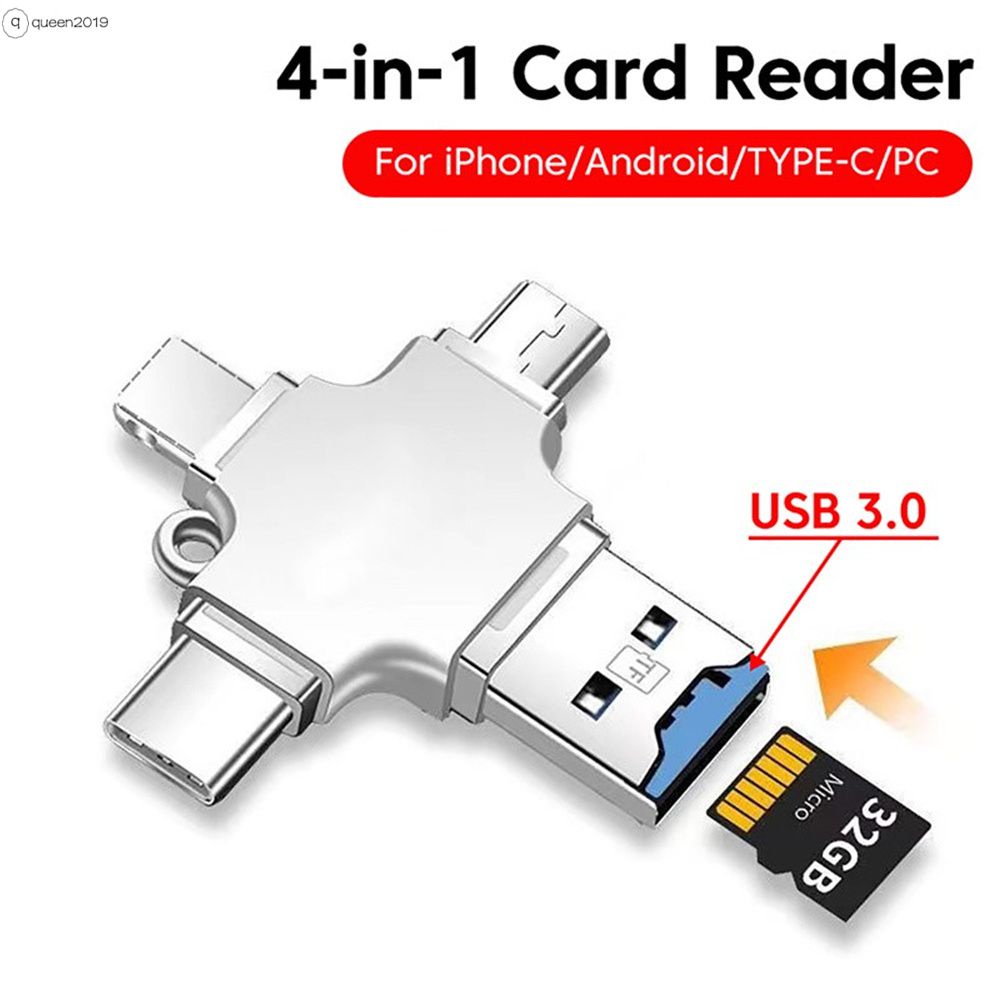 Thích Hợp Cho Điện Thoại Di Động Apple, Android, Huawei Typec, Bộ Chuyển Đổi Otg Đa Năng Bốn Trong Một Hỗ Trợ Đầu Đọc Thẻ Tf Queen2019
