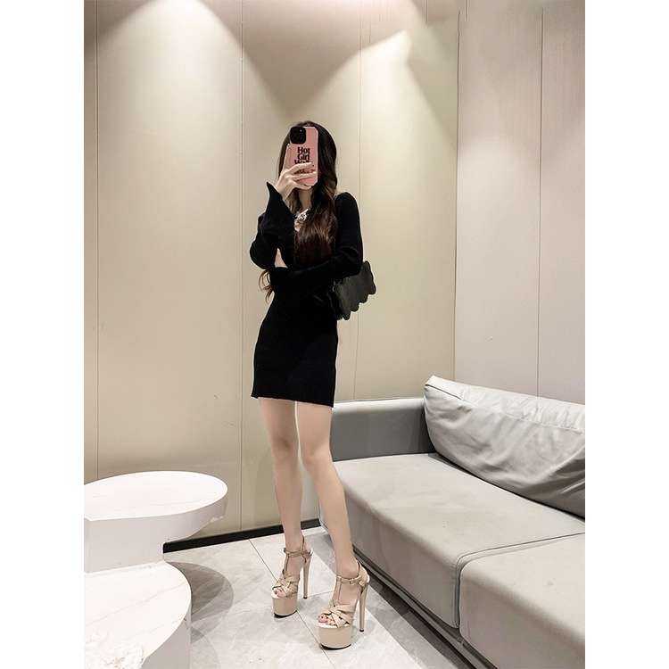 Giày Sandal Cao Gót Mũi Nhọn Chống Thấm Nước Thời Trang Xuân Thu 2023