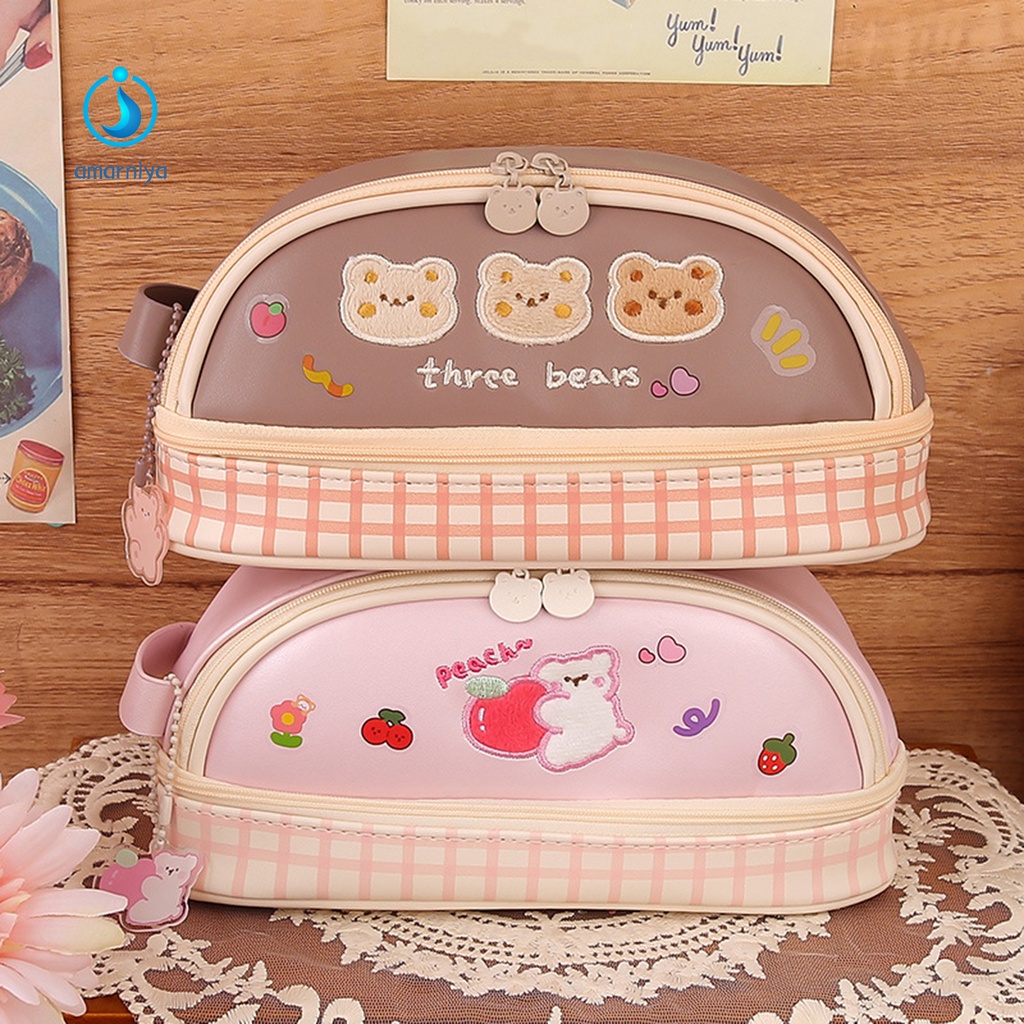 (Shop Amart) Túi Đựng Bút Hai Ngăn Sức Chứa Lớn