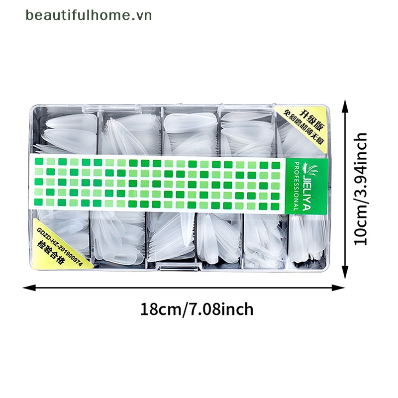 Hộp 500 Móng Tay Giả Múa Ba Lê Trong Suốt Che Phủ Toàn Diện