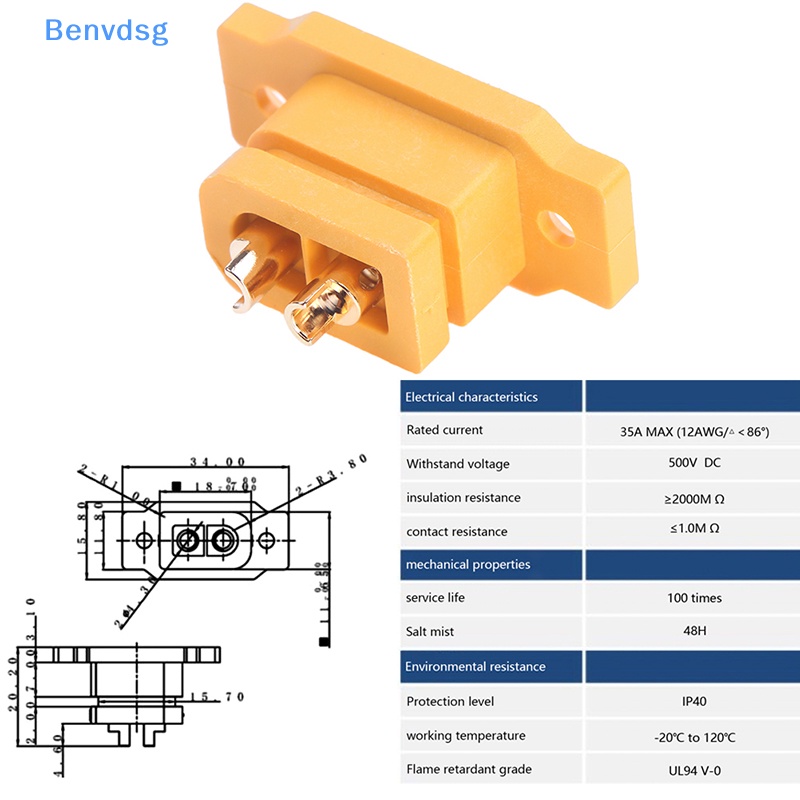 Set 2 Phích Cắm Chuyển Đổi XT60E-F XT60 XT 60 DC500V 30A-60A Chuyên Dụng