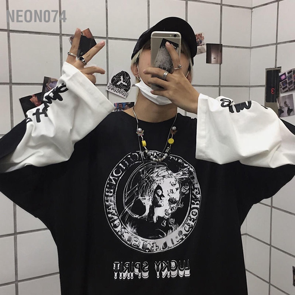 Neon074  Áo Dài Tay Cổ Tròn Nam Nữ Dáng Rộng Thời Trang In Hàng Đầu Cho Ngày Lễ Đảng