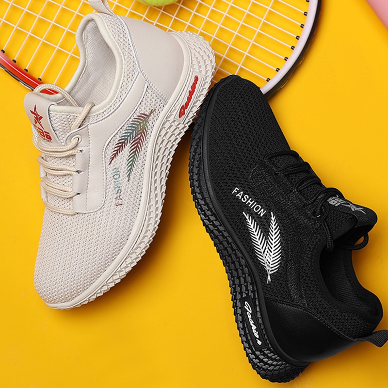 Giày Thể Thao Phối Lưới Thoáng Khí Thoải Mái Thêu Họa Tiết Thời Trang Cho Nữ