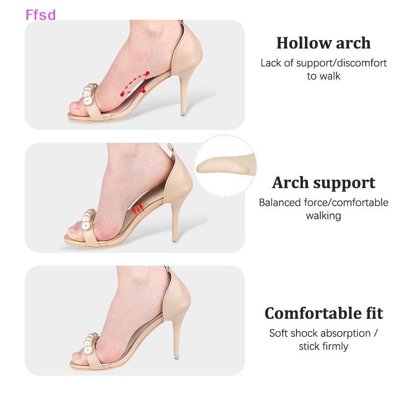 1 Cặp Đệm Lót Giày Cao Gót Dạng Vòm Tự Dính Hấp Thụ Mồ Hôi Chống Trượt