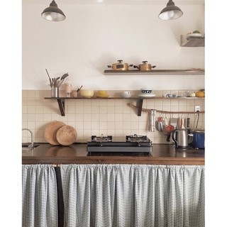 Rèm Bếp Vải Caro - Dán và Treo