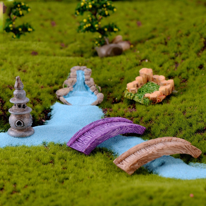 Mô Hình Tiểu Cảnh "Giếng nước, Hồ nước, Cây cầu Mini" Trang Trí Sen Đá, Sân Vườn/ Chậu Cây, DYI, Terrarium