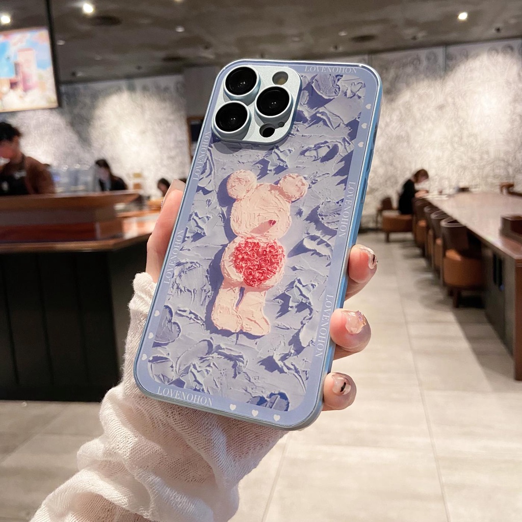 Ốp Điện Thoại Silicon Chống Sốc In Hình Gấu Hoạt Hình Thời Trang Cho iPhone 11 12 13 14 PRO MAX XR XS 7 8 Plus