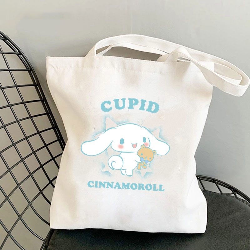 Túi Vải Canvas Họa Tiết Sanrio Cinnamoroll Kuromi Melody Dễ Thương