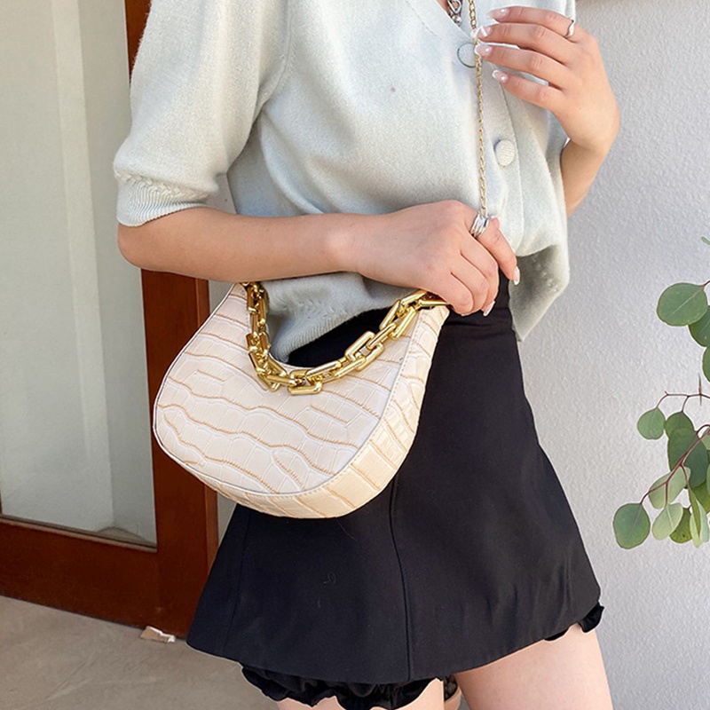 Túi Xách Đeo Vai / Kẹp Nách Cỡ Nhỏ Bằng Da PU Họa Tiết Da Cá Sấu Phong Cách Retro Thời Trang 2020 Cho