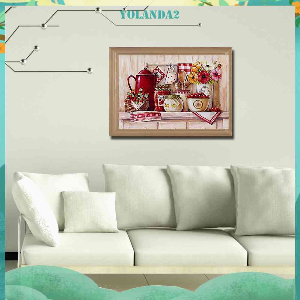 Tranh Đính Đá Kim Cương Toàn Bộ 5D DIY Hình Vẽ Nghệ Thuật Trang Trí Nhà Bếp