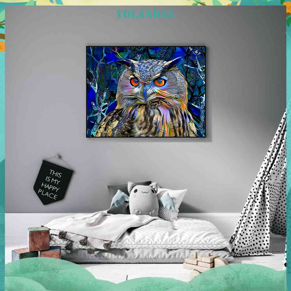 Bộ Tranh Đính Đá 5D Toàn Diện Họa Tiết Chim Cú Độc Đáo DIY Dùng Trang Trí Nhà Cửa