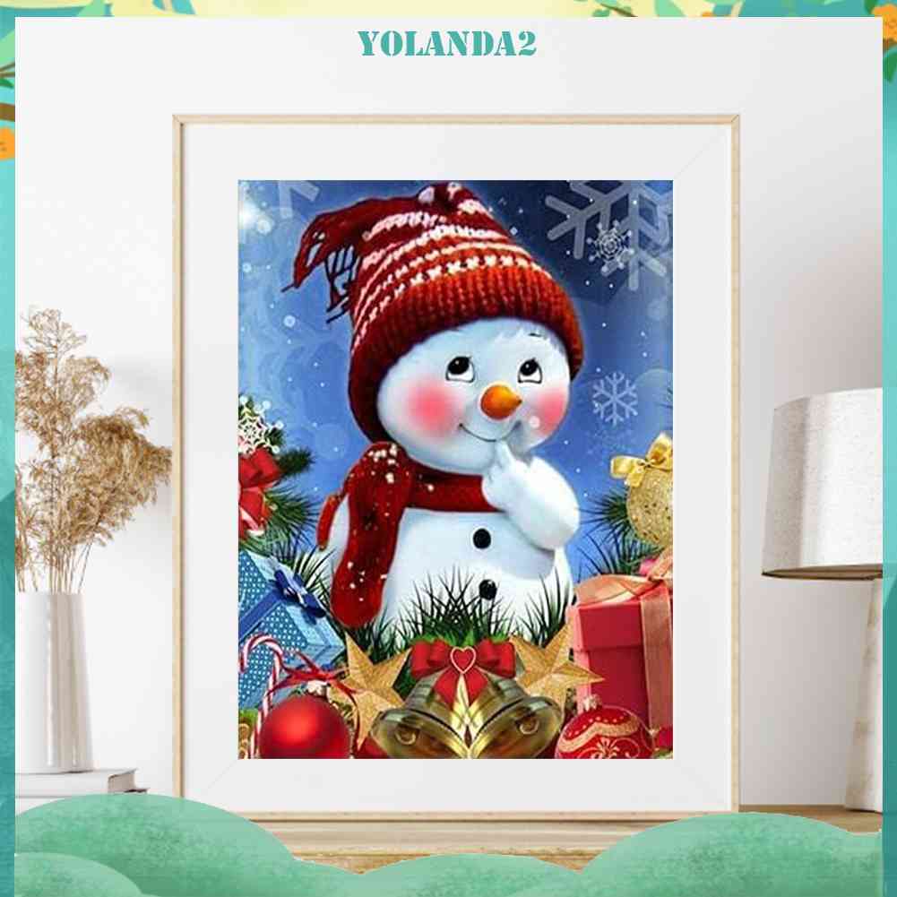 Tranh Đính Đá Kim Cương Toàn Bộ 5D DIY Hình Người Tuyết Giáng Sinh