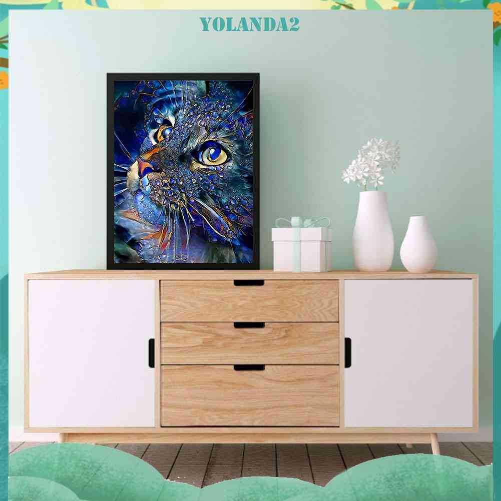 Bộ Tranh Đính Đá 5D Toàn Diện Họa Tiết Chú Mèo L.Roche Độc Đáo DIY