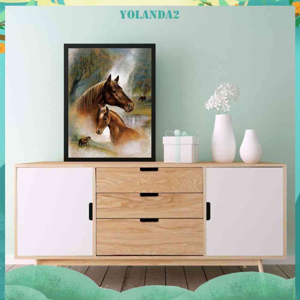 Tranh Đính Đá Kim Cương Toàn Bộ 5D DIY Hình Vẽ Ngựa Prairie