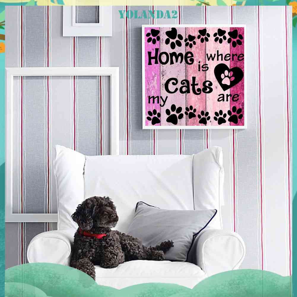 Bộ Tranh Đính Đá 5D Toàn Diện Họa Tiết Chú Mèo Độc Đáo DIY Dùng Trang Trí Nhà Cửa