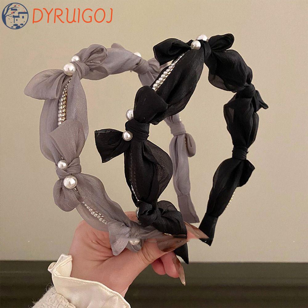 Băng Đô Cài Tóc Rửa Mặt Phối Lưới Đính Nơ Thời Trang Cho Nữ