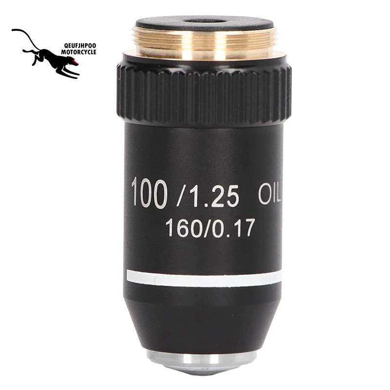 Ống Kính Hiển Vi Sinh Học 195 Achromatic Lens 100X Giao Diện Dầu Công Suất Cao Sợi 20.2mm Màu Đen