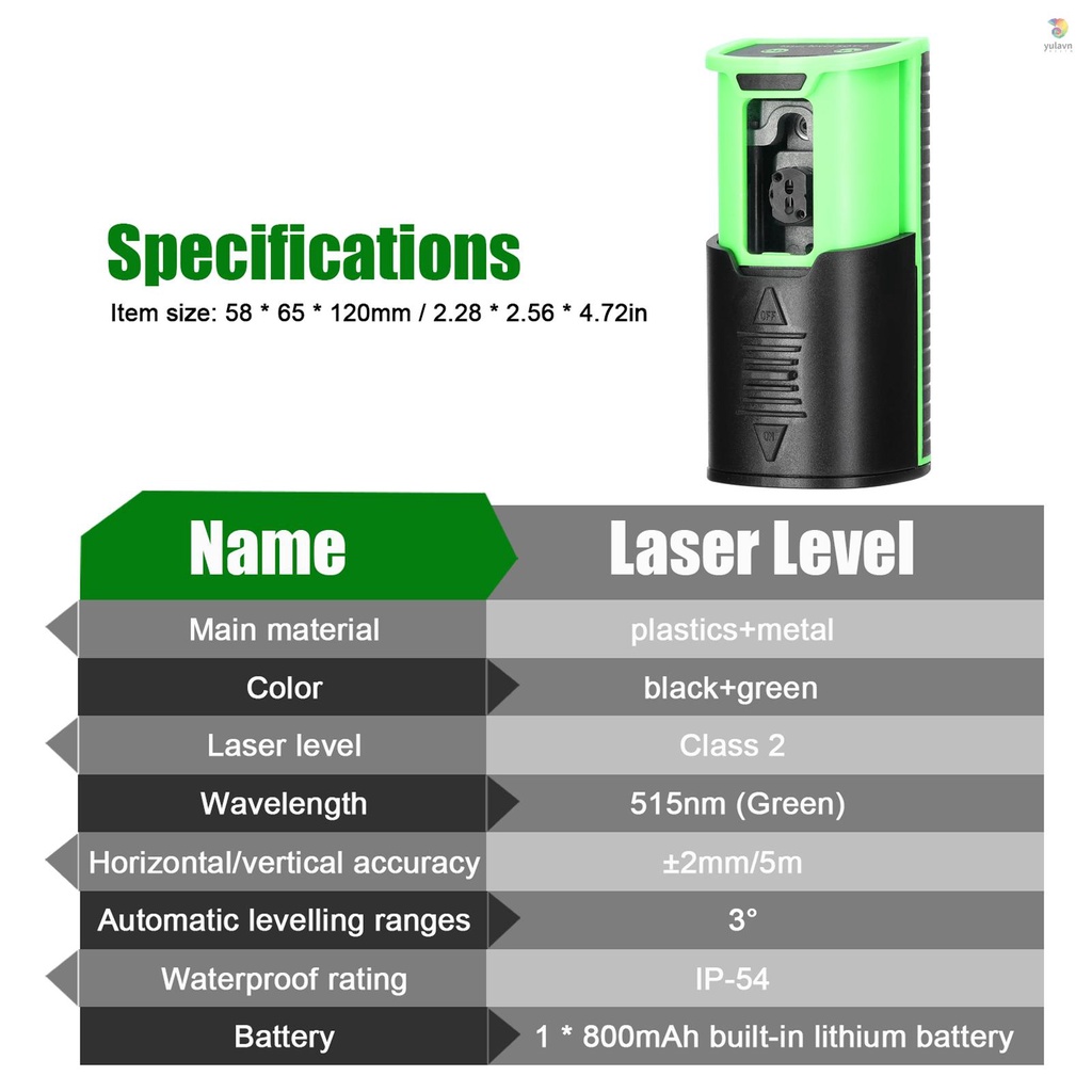 Máy Cân Bằng Laser 2 Cấp Độ Đa Năng Mini Màu Xanh Lá Có Thể Sạc Lại Chống Rơi