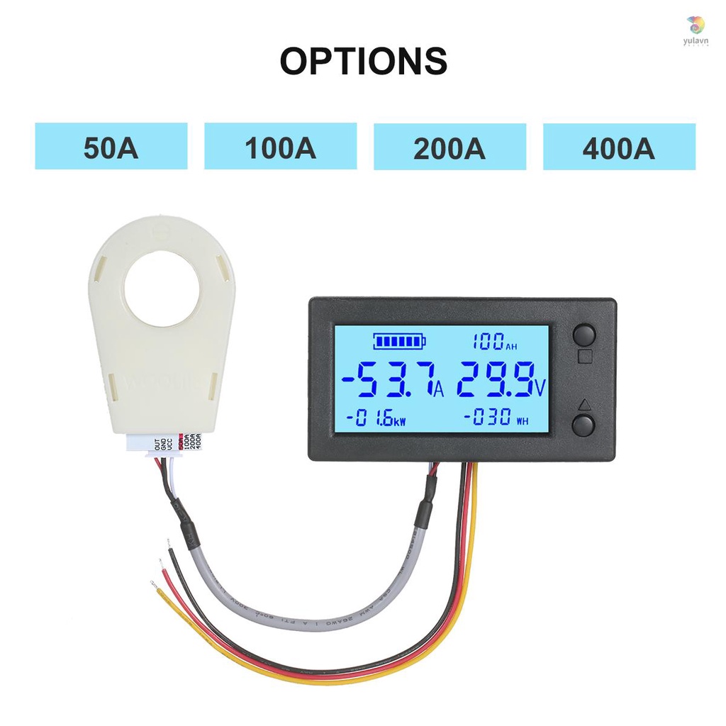 Đồng Hồ Đo Dung Lượng Pin Kỹ Thuật Số DC 5V ~ 90V Màn Hình LCD Cảm Biến 5 Trong 1