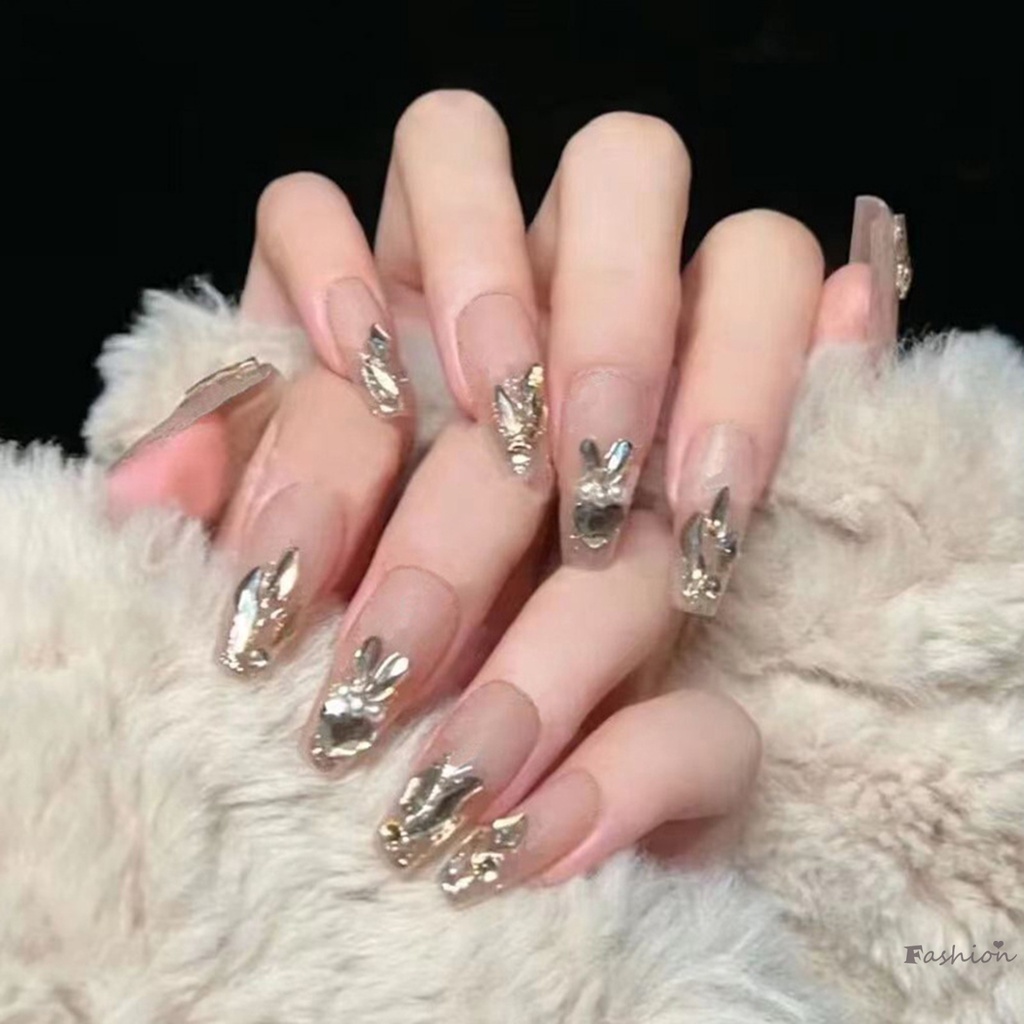 Móng Tay Giả Hình Thỏ Lấp Lánh Ngọt Ngào Và Quyến Rũ Có Thể Tái Sử Dụng