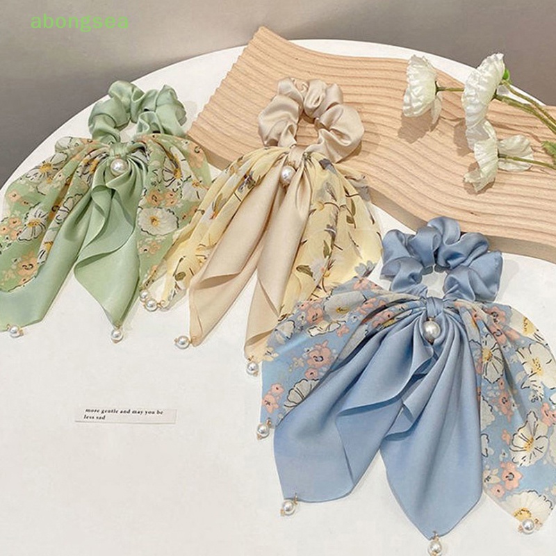 Dây Buộc Tóc Thắt Nơ Đính Ngọc Trai Đơn Giản Thời Trang Hàn Quốc