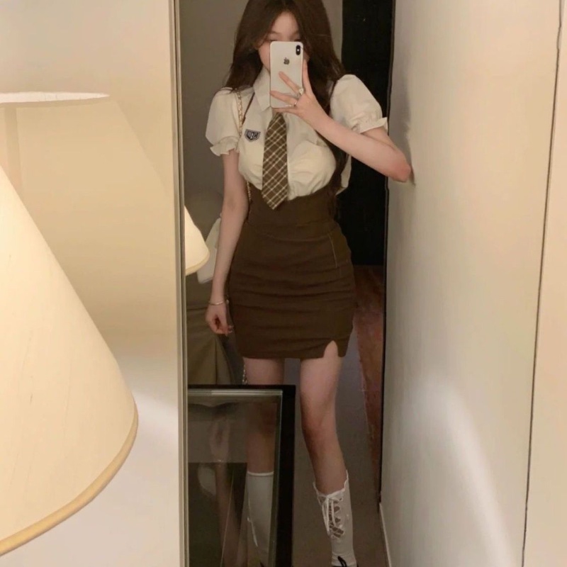 COZOK Đầm Ngắn Tay Dáng Ôm Thời Trang Xinh Xắn Cá Tính Cho Nữ