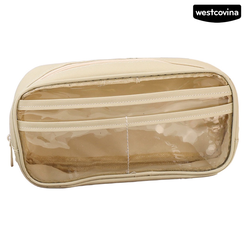 [COD]♪Túi Đựng Bút Trong Suốt Nhiều Ngăn Có Khóa Kéo Tiện Dụng