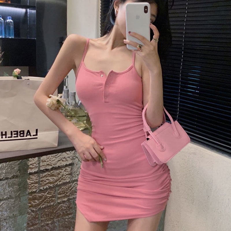 COZOK Đầm Không Tay Dáng Ôm Màu Trơn Thời Trang Gợi Cảm Dành Cho Nữ