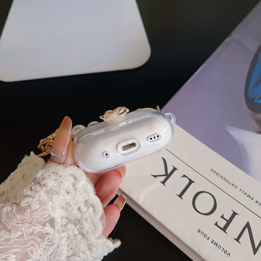 Vỏ Bảo Vệ Hộp Sạc Tai nghe không dây AirPods 1 / 2 / 3 Pro2 2022 Bằng tpu Mềm Trong Suốt Chống Trầy Mạ Điện Màu Vàng Hồng 3D